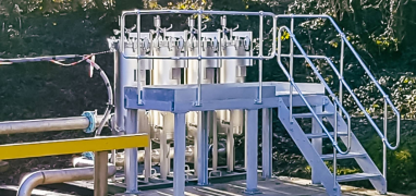 Row of filters next to steps